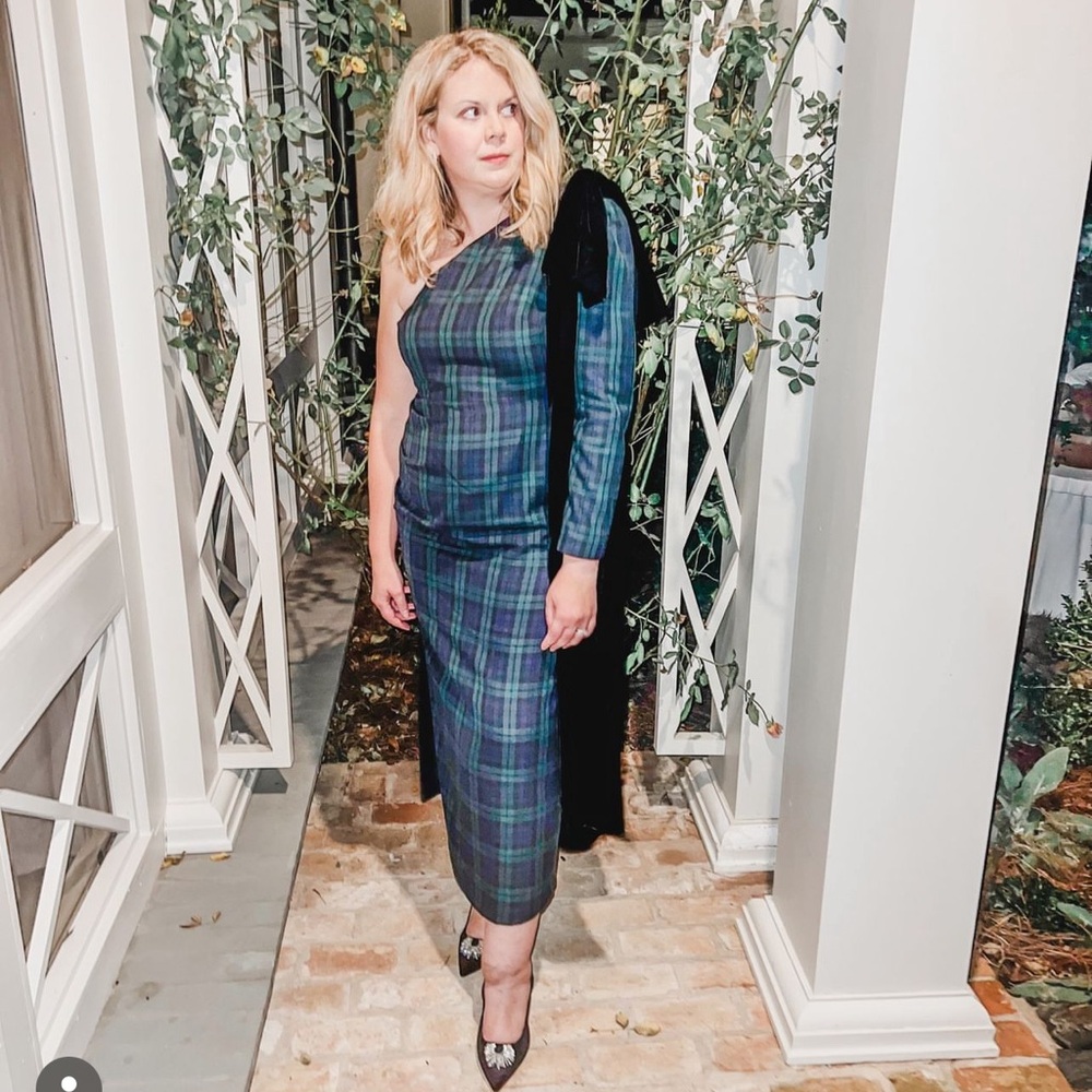 Antonio Melani x Born on Fifth Jennings Plaid Velvet Bow Detail Maxi Dress - Picture 2 of 16